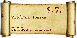 Világi Toszka névjegykártya